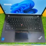 Lenovo ThinkPad T14 14″ refurbished business laptop, Intel Core i5 10th Gen, sleek black chassis . Focus on Keyboard .Eazypc