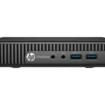 HP EliteDesk 705 G3 desktop PC with AMD A series processor, compact black chassis with front USB ports.
