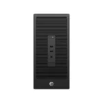 HP 285 G2 desktop PC with AMD A10 processor, black tower chassis with front USB ports and power button.