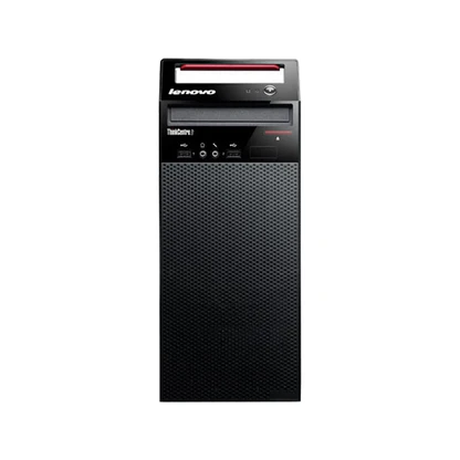 Lenovo ThinkCentre E73 Mini desktop with Intel Core i5 4th Gen, black compact tower with front USB ports.