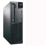 Lenovo ThinkCentre M71e desktop PC with Intel Core i3 2nd Gen, black compact tower chassis with front USB ports.