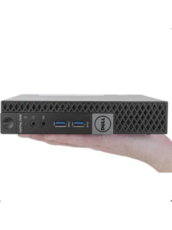 Dell OptiPlex 7040M Mini PC with Intel Core i7 6th Gen, compact black chassis, perfect for space-saving desktops.