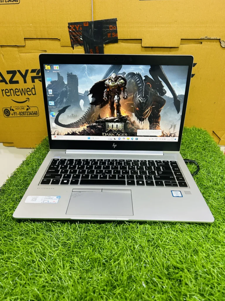 HP EliteBook 830 G8 13.3″ refurbished business laptop, Intel Core i7 11th Gen, sleek silver chassis.