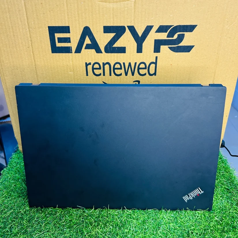 Lenovo ThinkPad T14 Gen 1–14″ business laptop, Intel Core i7 10th Gen, refurbished unit in black. Back View