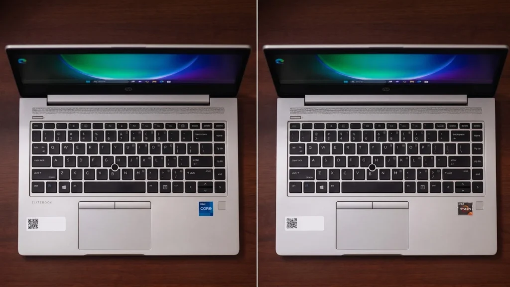 HP EliteBook 745 G6 vs. EliteBook 840 G6 focus on keyboard
