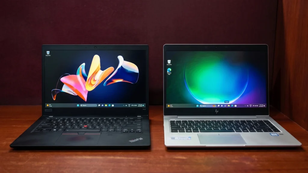 HP EliteBook 840 G6 vs. Lenovo ThinkPad T490 Front View