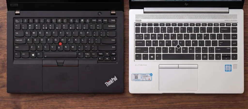 HP EliteBook 840 G6 vs. Lenovo ThinkPad T490 focus on keyboard