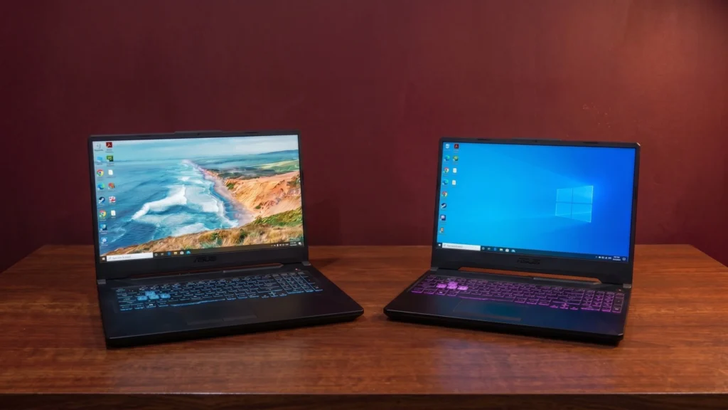 ASUS TUF Gaming F15 vs ASUS TUF Gaming F17 gaming laptops comparison in India front view