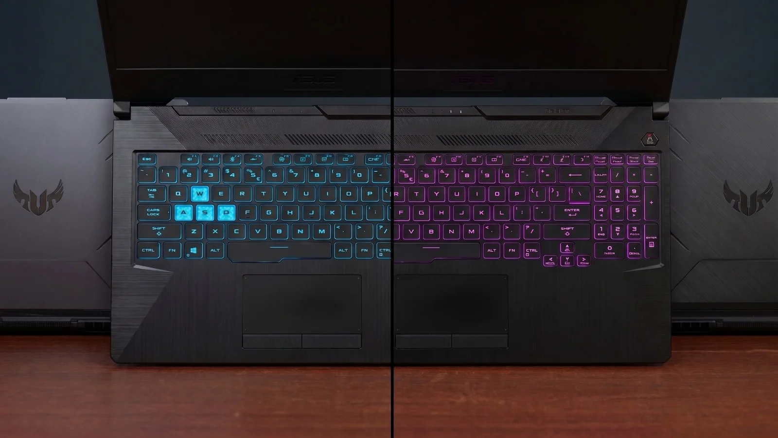 ASUS TUF Gaming F17 and F15 keyboard and touchpad close-up