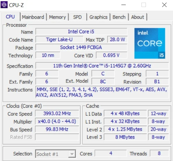 Lenovo ThinkPad L14 Gen 2 CPU details