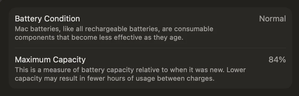 Apple MacBook Pro 16 inch A2485 battery back-up