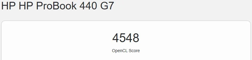 HP ProBook 440 G7 Geekbench 5 OpenCL graphics benchmark results