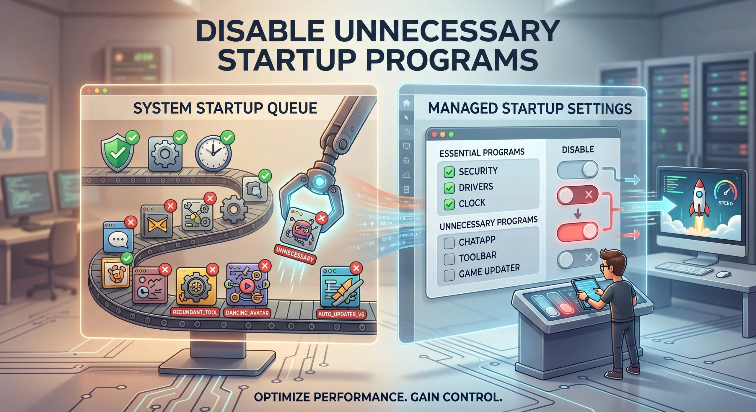 Disable unnecessary startup programs to speed up laptop