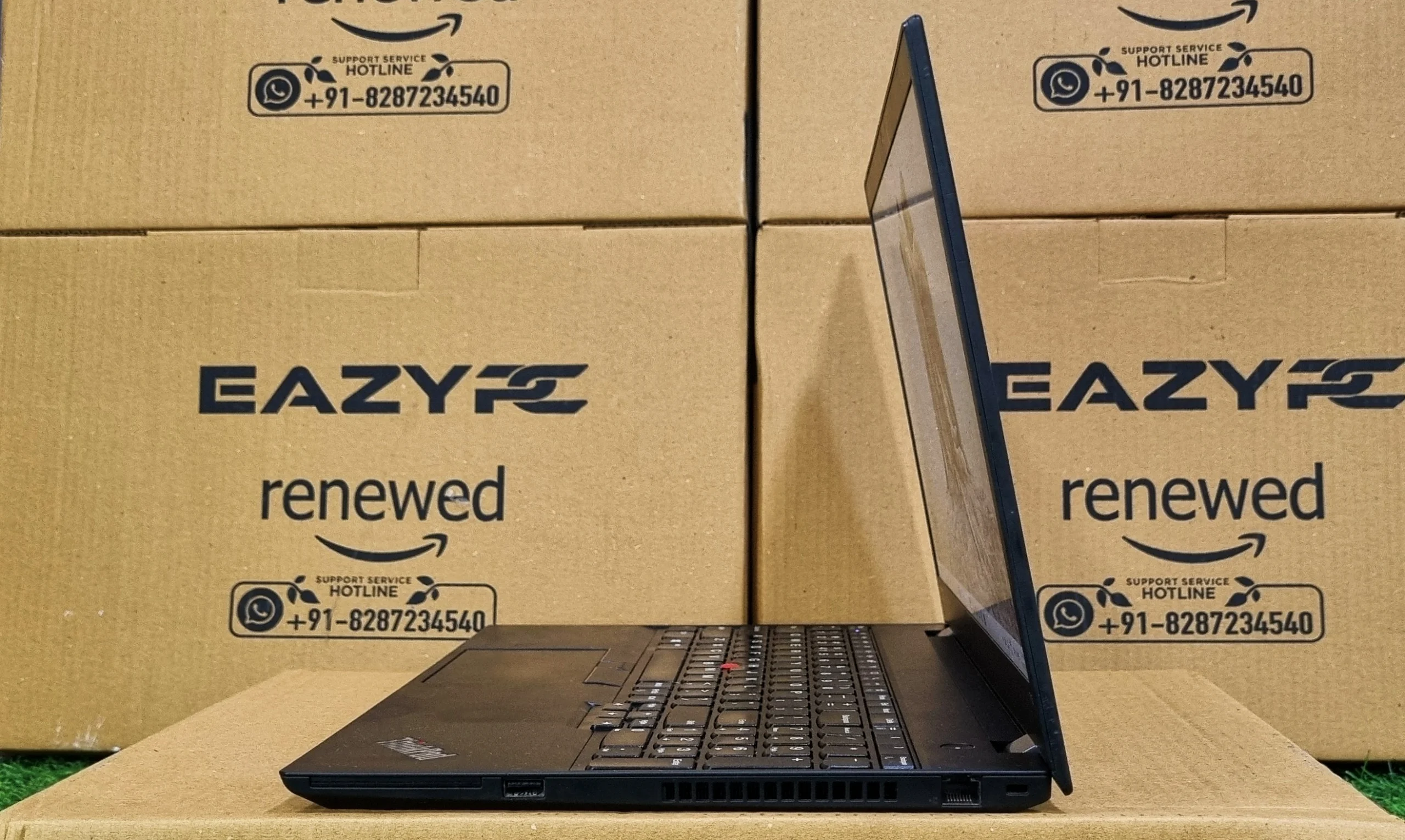Lenovo ThinkPad T15 right side view with Ethernet RJ-45, USB-A, smart card reader, Kensington lock