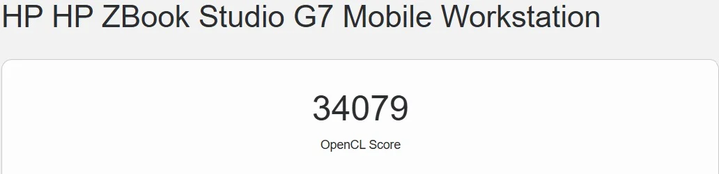 3DMark Time Spy score of HP ZBook Studio G7 with Quadro T2000 Max-Q