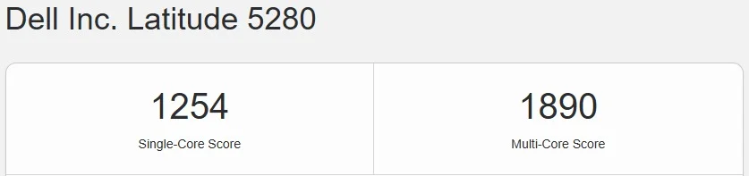 Geekbench single-core and multi-core score of Dell Latitude 5280 with Core i7-7600U