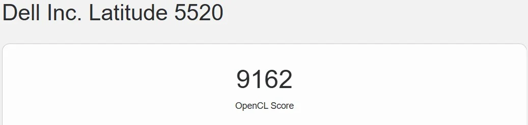 Geekbench OpenCL score of Intel UHD Graphics in Lenovo ThinkPad T15