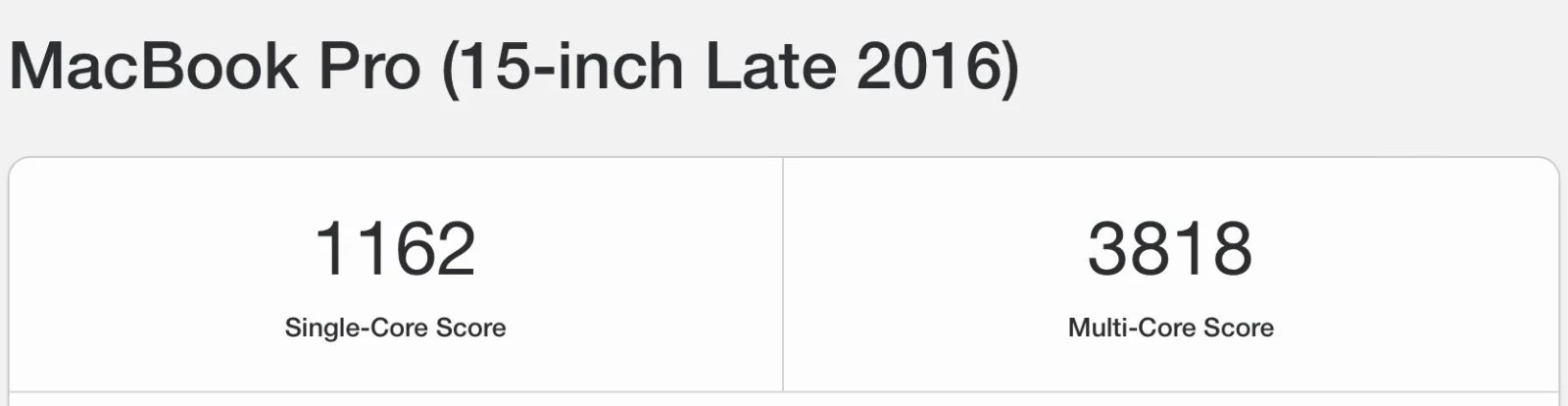 Geekbench CPU performance results for the Apple MacBook Pro A1707