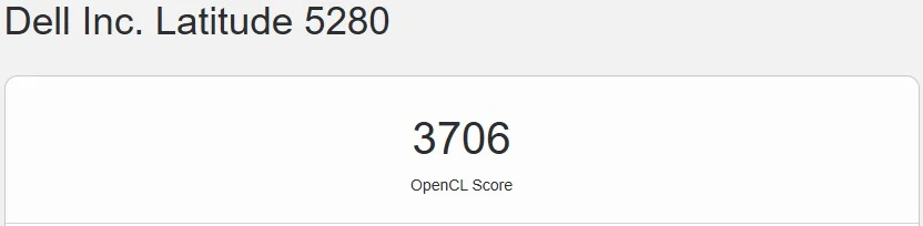 Geekbench OpenCL score of Intel HD Graphics 620 in Dell Latitude 5280