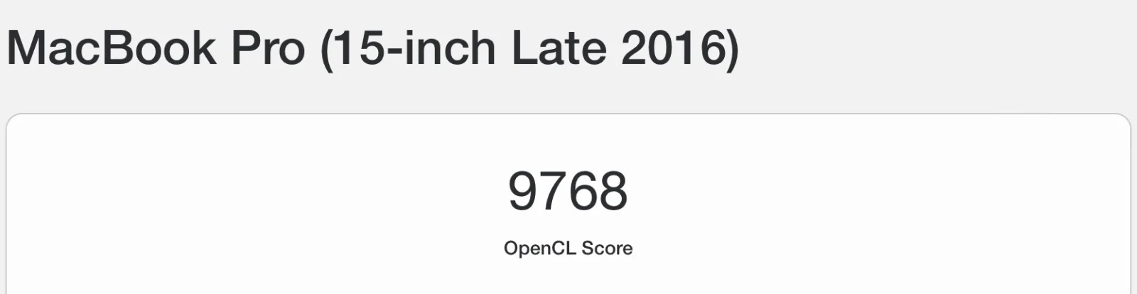 Geekbench OpenCL benchmark results for the Apple MacBook Pro A1707