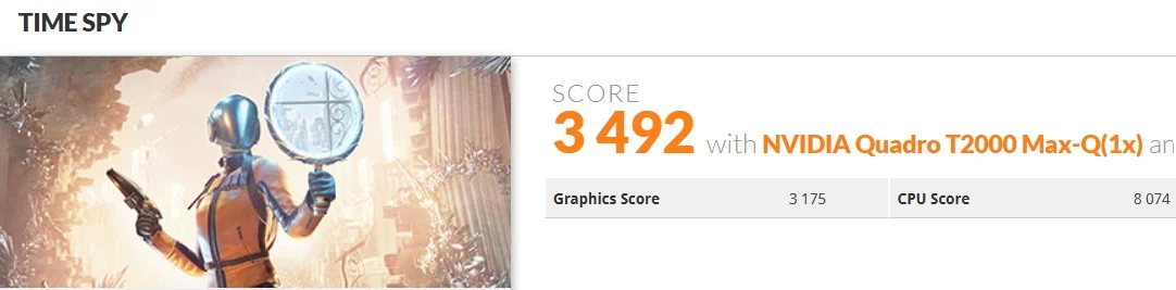 CPU-Z graphics details of NVIDIA Quadro T2000 Max-Q in HP ZBook Studio G7