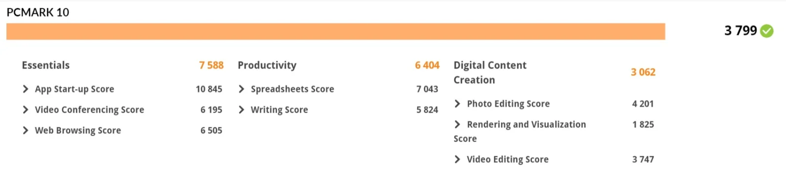 PCMark 10 overall score of Lenovo ThinkPad T480s with Core i7-8650U