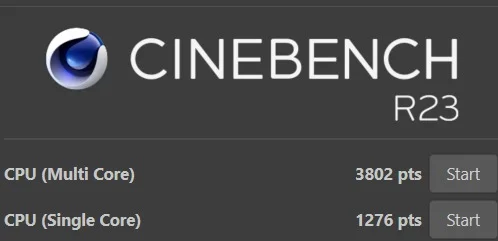 Cinebench R23 benchmark results for the HP EliteBook 830 G8