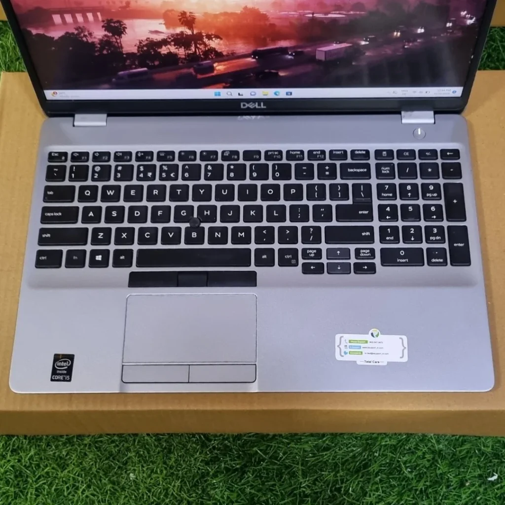 Dell latitude 5510 i5 10th Gen Refurbished Laptop focus on keyboard View side view