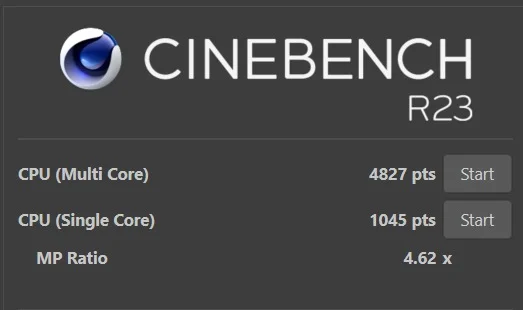 Dell Latitude 5330 Cinebench R23 benchmark results