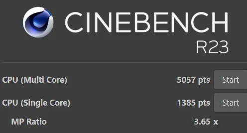 Lenovo ThinkPad X13 Cinebench R23 score