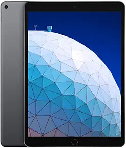 Apple iPad Air 2019 with 10.5″ Retina display, A12 Bionic chip, slim silver aluminium body, Wi‑Fi model.
