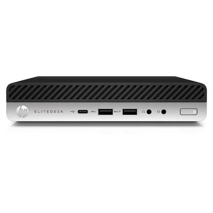 HP EliteDesk 800 G4 Mini PC with Intel i5 8th Gen processor, compact black design ideal for modern offices