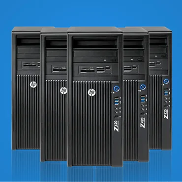 HP Z420 workstation with Intel Xeon processors, tower chassis supports up to 64 GB RAM and 11 TB storage.