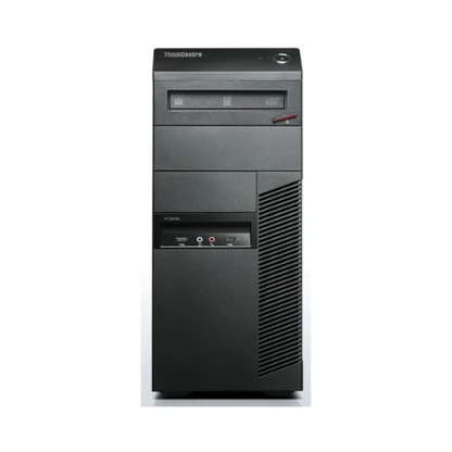 Lenovo ThinkCentre M91p desktop with Intel Core i5 2nd Gen, black tower case with front USB ports.
